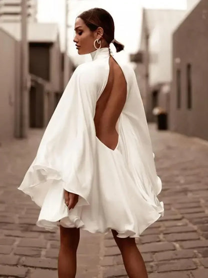 Vestido Curto Poncho Seda Luxo