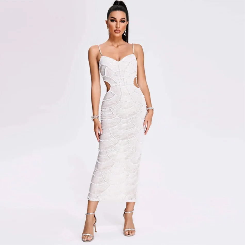 Vestido Midi Pérolas