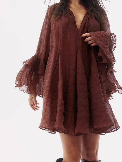 Vestido Curto Manga Longa Boho CHIC