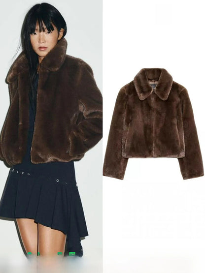 Casaco Faux Fur Espresso - Outono Inverno l CAROL ESPAÇO FASHION