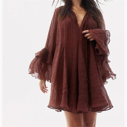 Vestido Curto Manga Longa Boho CHIC