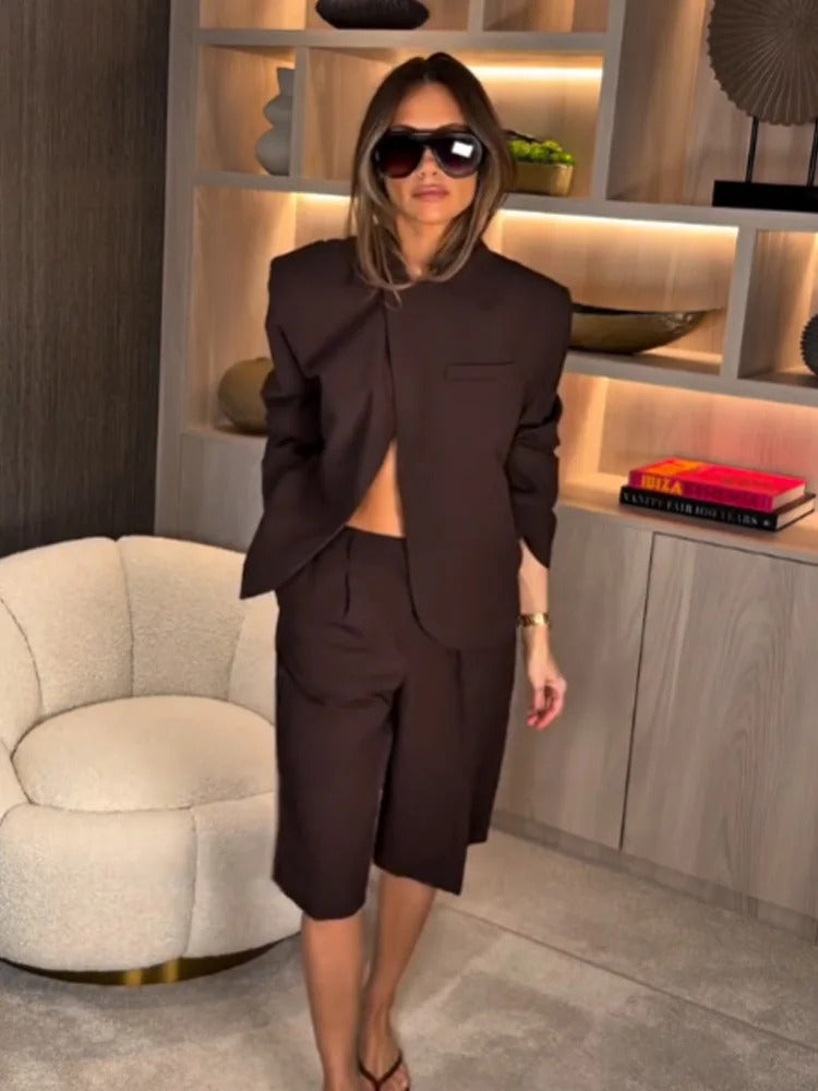 Conjunto Alfaiataria Chocolate Elegance - Outono Inverno l CAROL ESPAÇO FASHION
