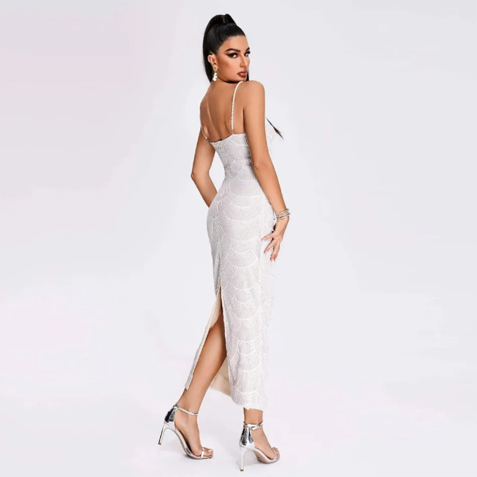 Vestido Midi Pérolas