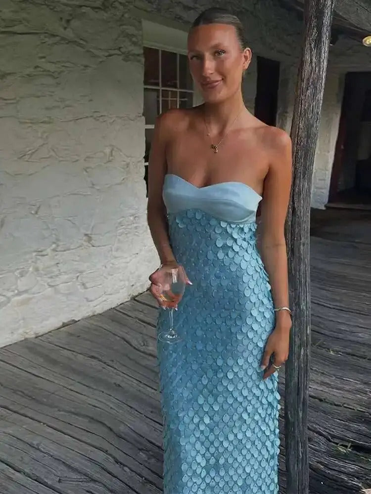 Vestido Longo Sea Sparkle - Moda Festa l CAROL ESPAÇO FASHION