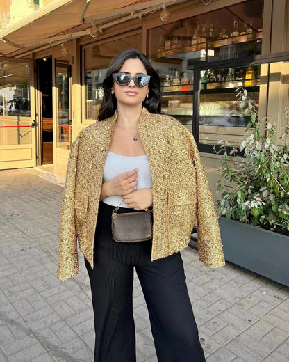 Blazer Dourado com Paetês - Outono Inverno l CAROL ESPAÇO FASHION