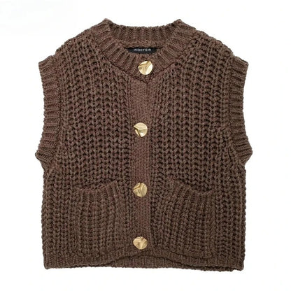 Colete Knit Botões Dourados - Outono Inverno l CAROL ESPAÇO FASHION
