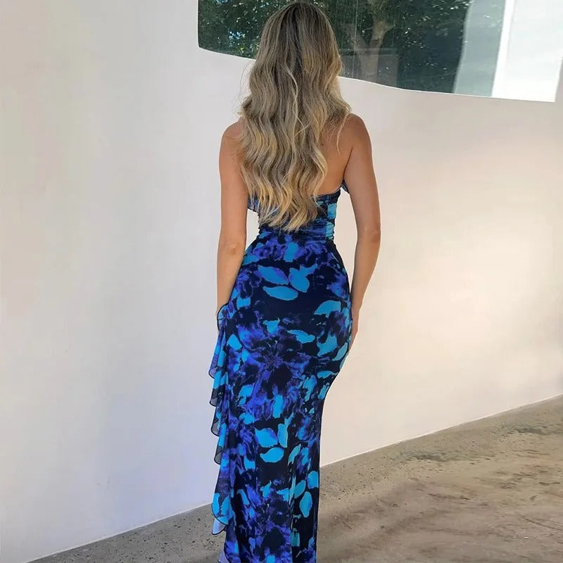 Vestido Babado Floral - Moda Praia l CAROL ESPAÇO FASHION