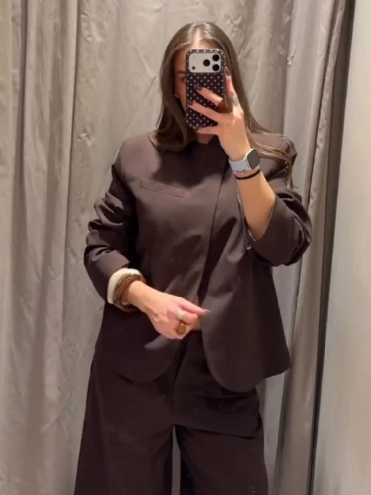 Conjunto Alfaiataria Chocolate Elegance - Outono Inverno l CAROL ESPAÇO FASHION