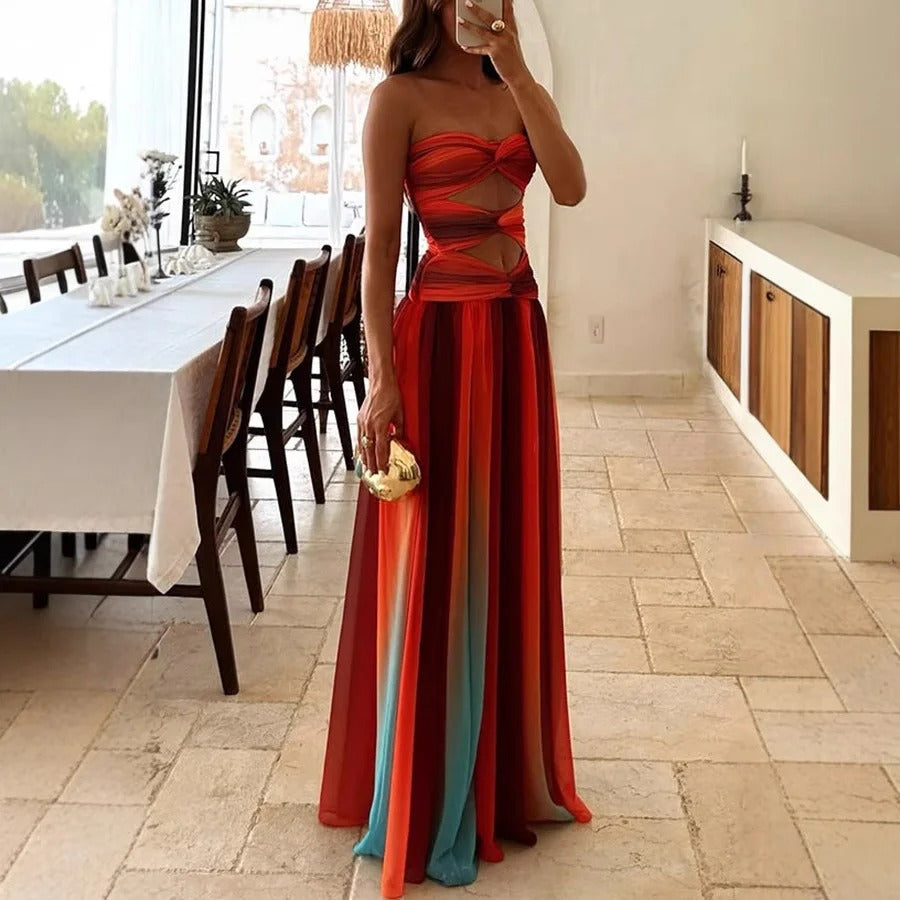 Vestido Longo Furta Cor Sem Alças