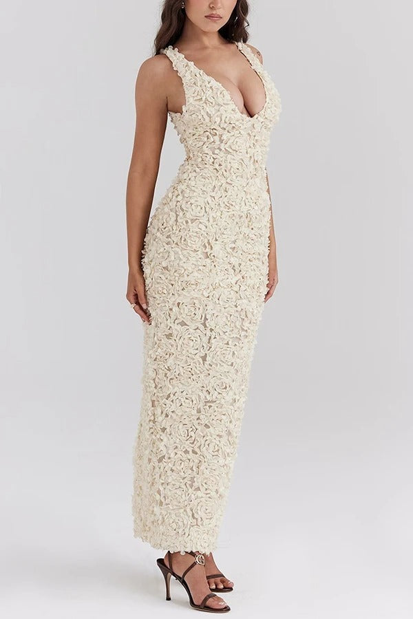 Vestido Festa Off White Flores