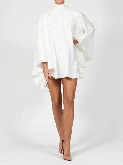 Vestido Curto Poncho Seda Luxo