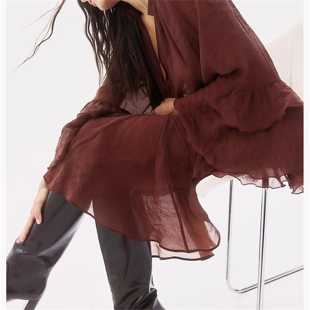 Vestido Curto Manga Longa Boho CHIC