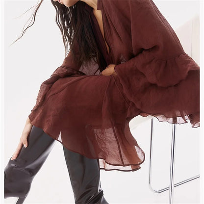 Vestido Curto Manga Longa Boho CHIC