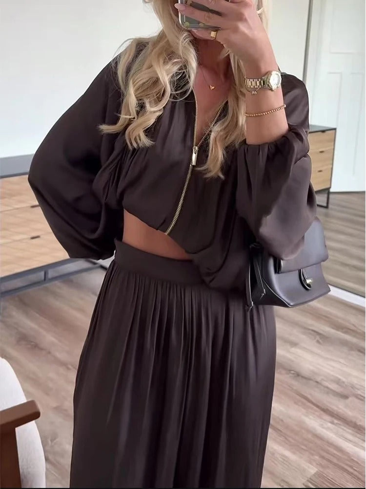 Conjunto Cetim Espresso Luxe - Outono Inverno l CAROL ESPAÇO FASHION