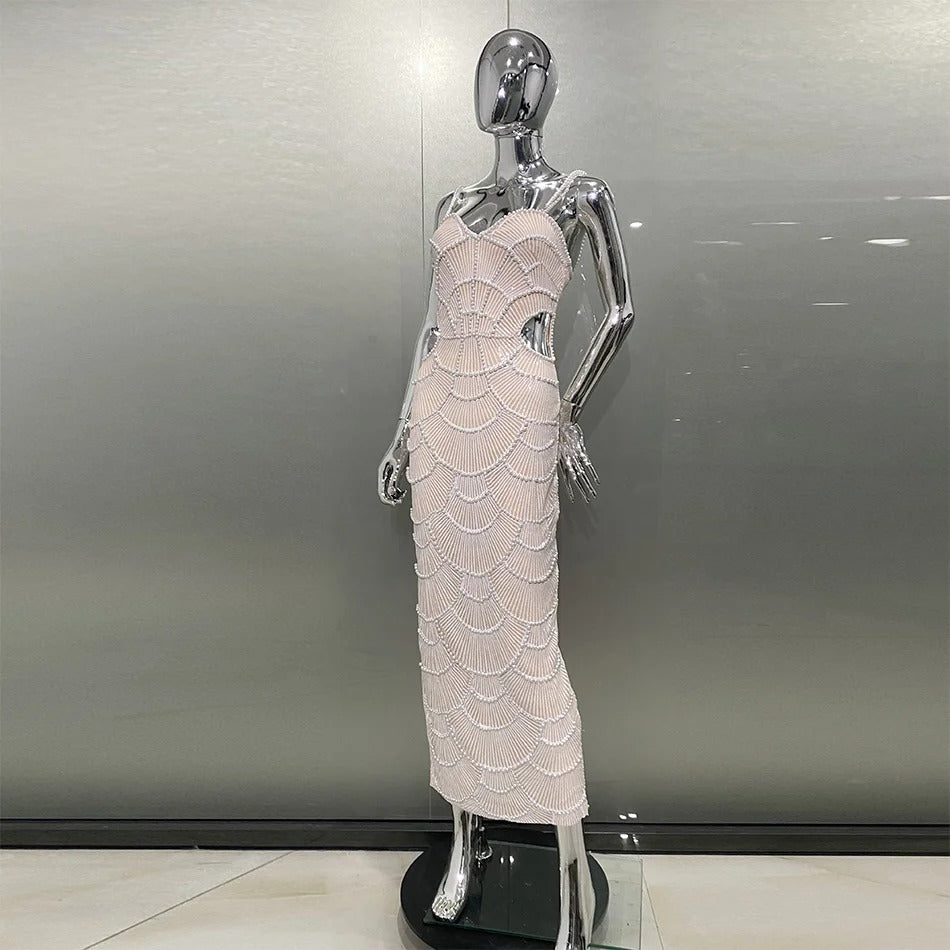 Vestido Midi Pérolas