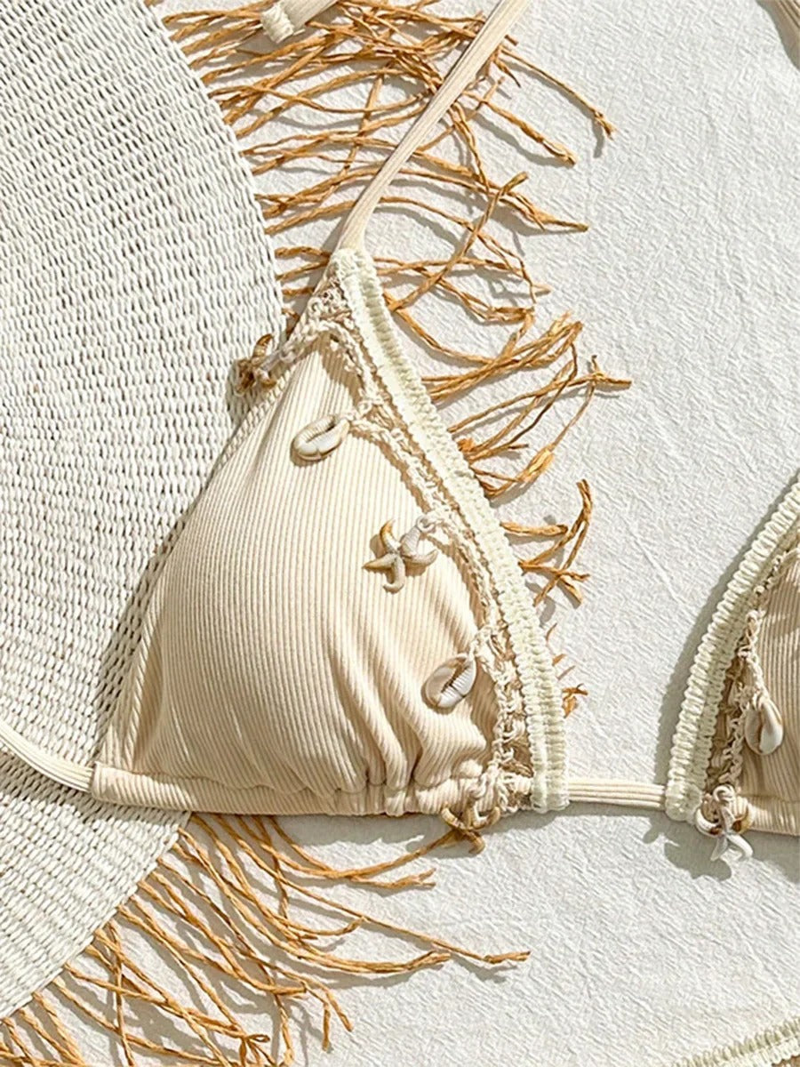 Biquini Curtinha Detalhes Estrelas do Mar - Moda Resort l CAROL ESPAÇO FASHION