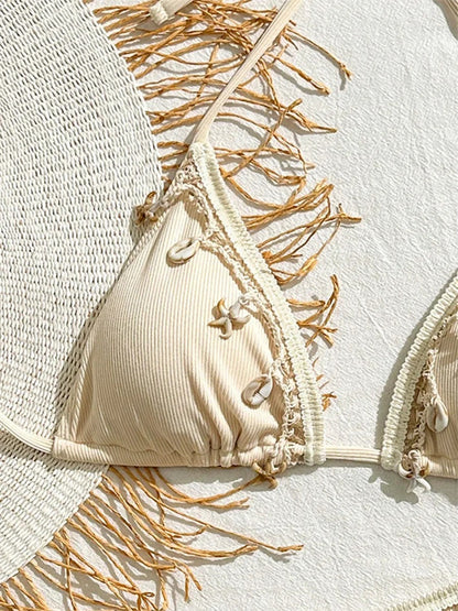 Biquini Curtinha Detalhes Estrelas do Mar - Moda Resort l CAROL ESPAÇO FASHION