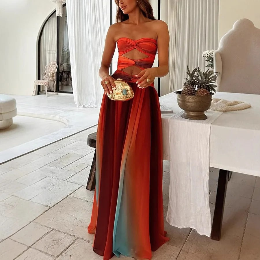 Vestido Longo Furta Cor Sem Alças