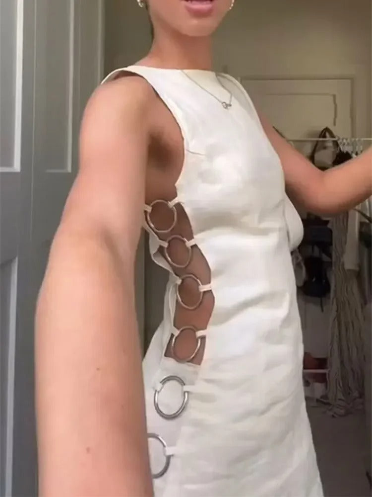 Vestido Longo Argolas Laterais