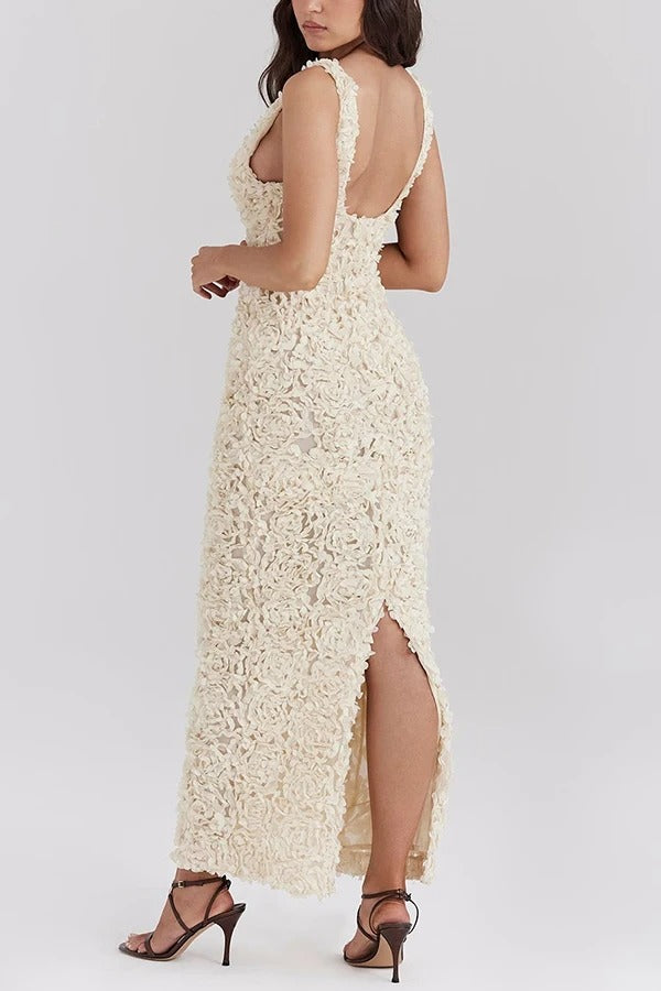 Vestido Festa Off White Flores