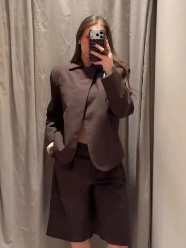 Conjunto Alfaiataria Chocolate Elegance - Outono Inverno l CAROL ESPAÇO FASHION