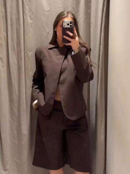 Conjunto Alfaiataria Chocolate Elegance - Outono Inverno l CAROL ESPAÇO FASHION