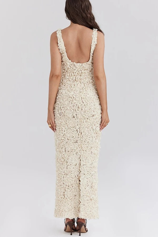 Vestido Festa Off White Flores