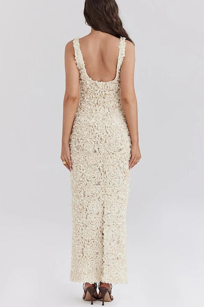 Vestido Festa Off White Flores