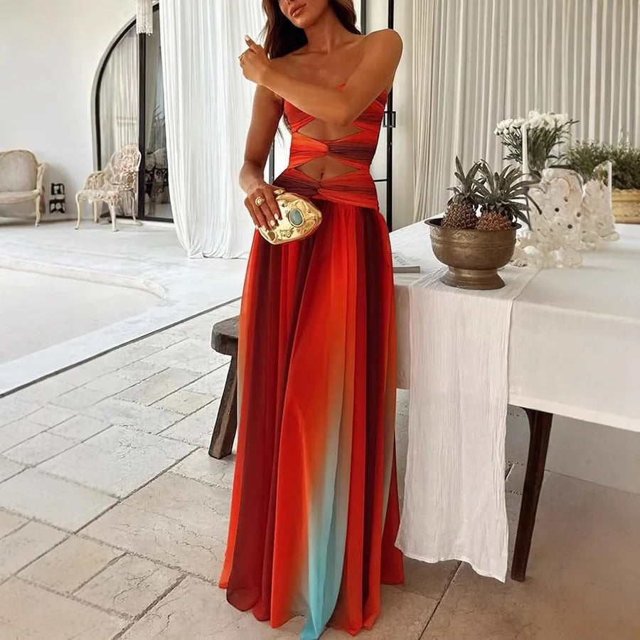 Vestido Longo Furta Cor Sem Alças