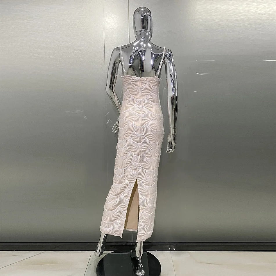 Vestido Midi Pérolas