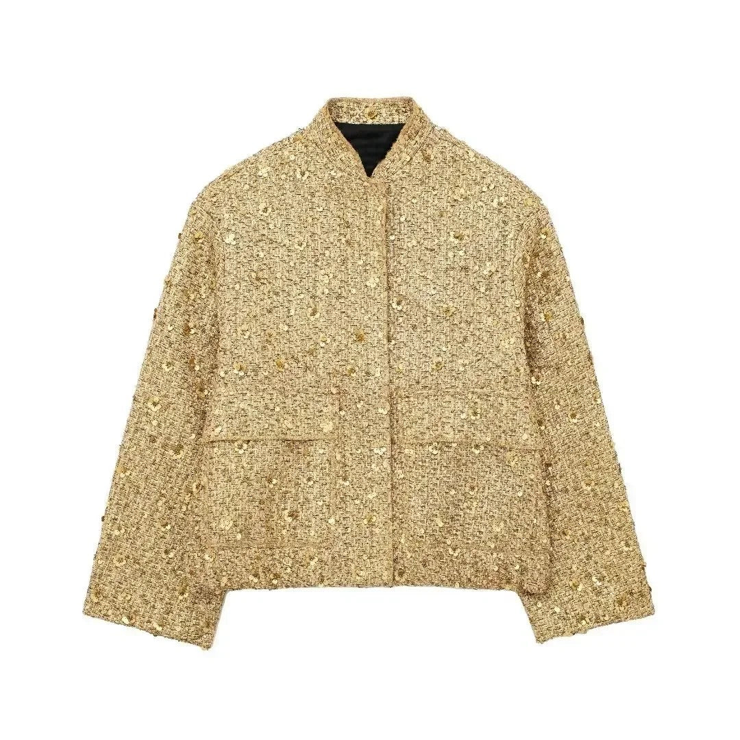 Blazer Dourado com Paetês - Outono Inverno l CAROL ESPAÇO FASHION