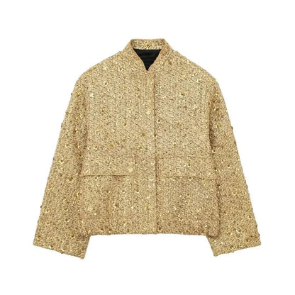 Blazer Dourado com Paetês - Outono Inverno l CAROL ESPAÇO FASHION