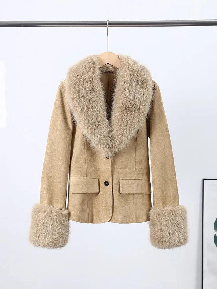 Blazer Faux Fur Champagne - Outono Inverno l CAROL ESPAÇO FASHION