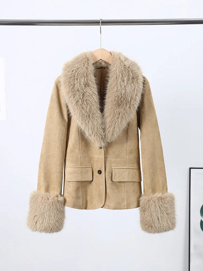 Blazer Faux Fur Champagne - Outono Inverno l CAROL ESPAÇO FASHION