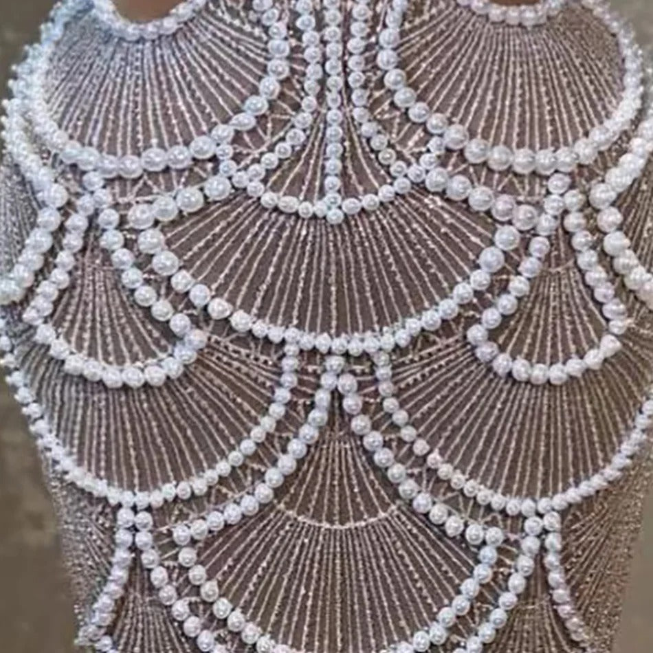 Vestido Midi Pérolas