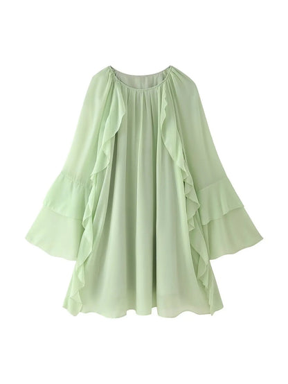 Vestido Curto Manga Longa Boho