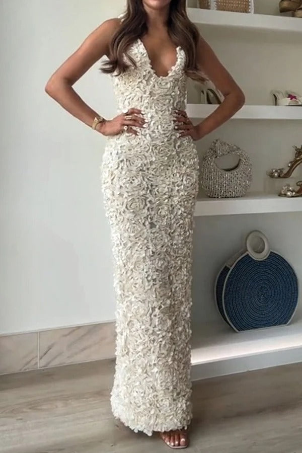 Vestido Festa Off White Flores