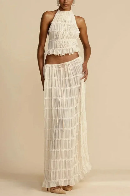 Conjunto Boho Backless Top e Saia Longa