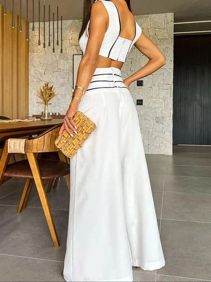 Conjunto Feminino Top e Calça Pantalona de Luxo