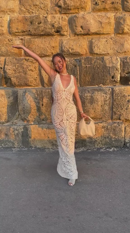 Saida de Praia  Vestido Longo Trico de Linha