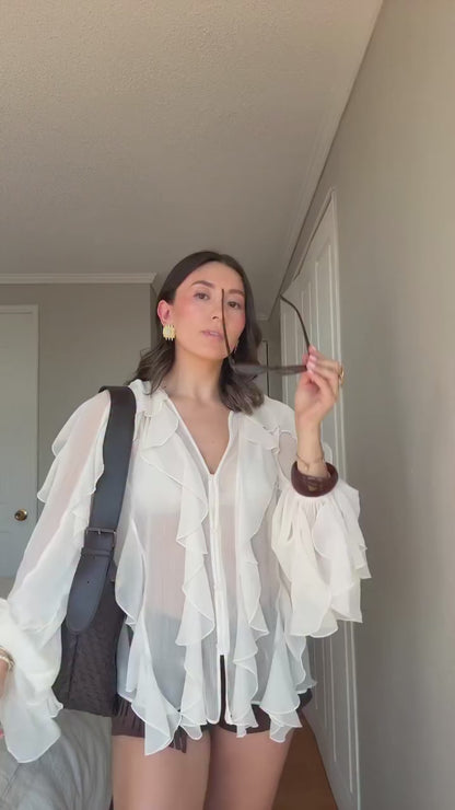 Blusa Chiffon Babados  Brukki - Outono Inverno l CAROL ESPAÇO FASHION