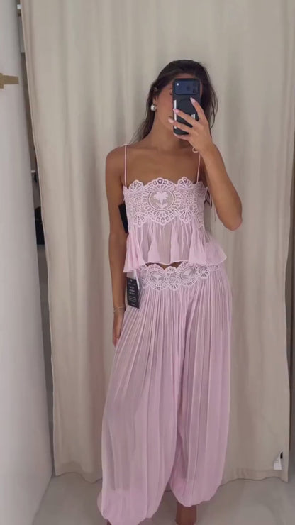 Conjunto Top com Alças Finas e Calça Aladim - Moda Resort l CAROL ESPAÇO FASHION