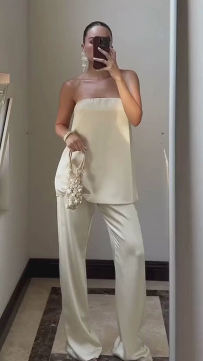 Conjunto Cetim Poá Elegance - Casual Chic l CAROL ESPAÇO FASHION