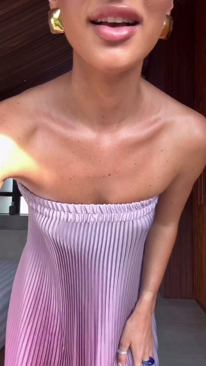 Vestido Lume Plissado Metalizado