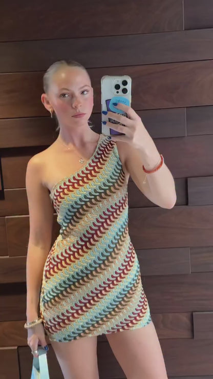 Vestido Curto Um Ombro Só Étnico - Moda Praia l CAROL ESPAÇO FASHION