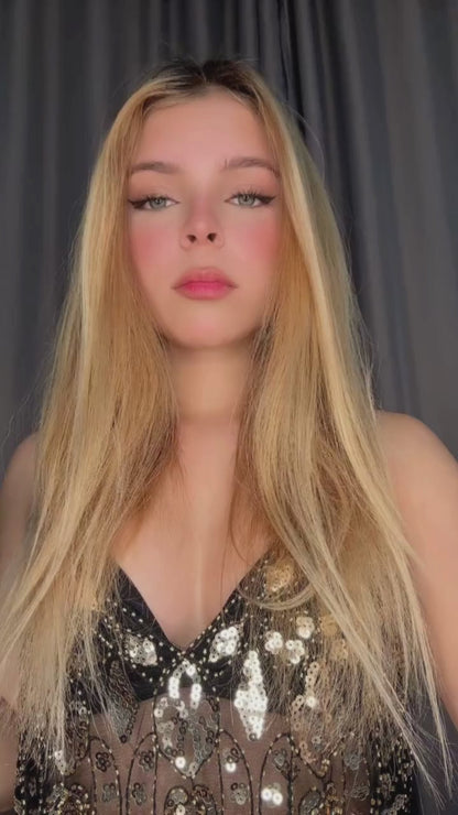 Cropped Transparente com Bordado de Paetês e Alças Finas