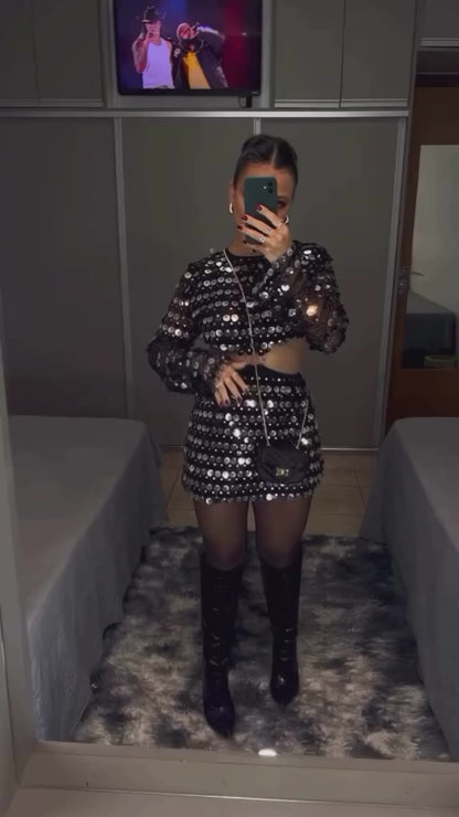 Vestido Paetê Moedas Curto