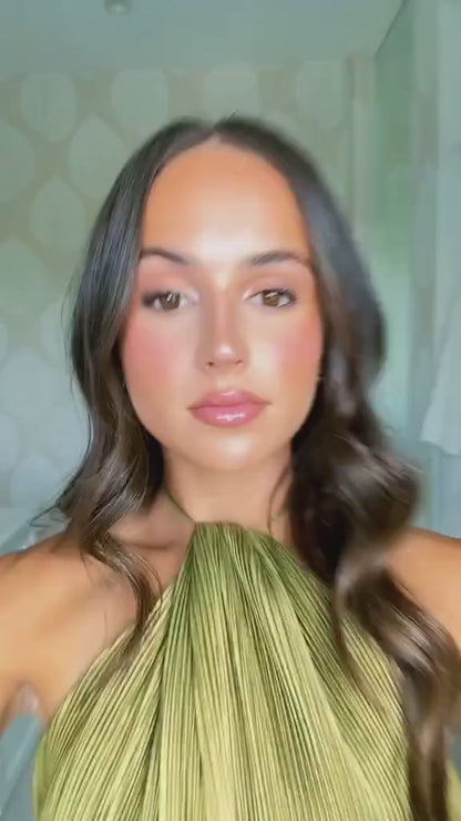 Vestido Gala Acetinado Plissado