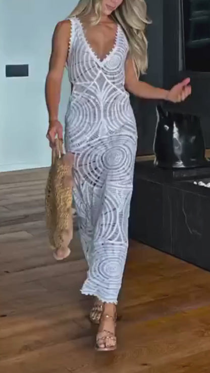 Saida de Praia  Vestido Longo Trico de Linha - Moda Praia | CAROL ESPAÇO FASHION