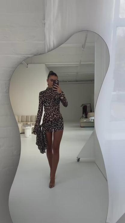 Vestido Curto Tule Animal Print